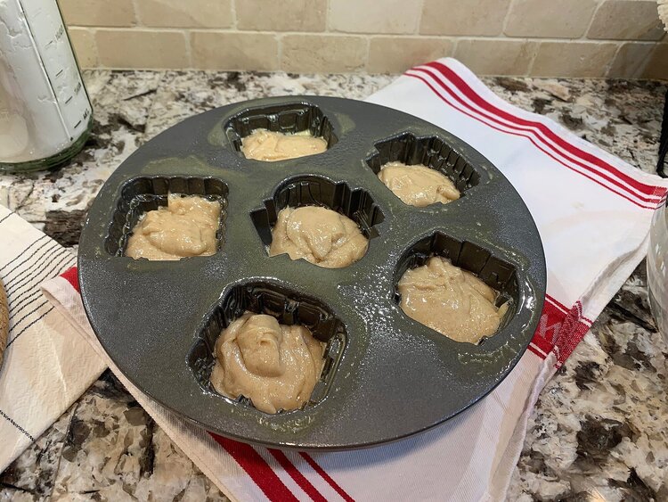 holiday Christmas village baking pan in process