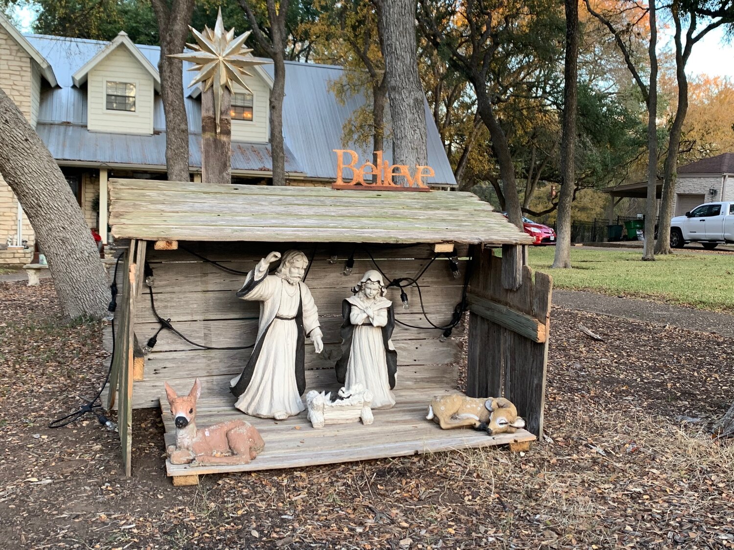 vintage wooden nativity stable fence pickets for outdoor vintage plastic nativity set joseph mary and jesus plastic deer