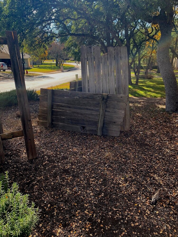 vintage fence pickets outside for DIY building project