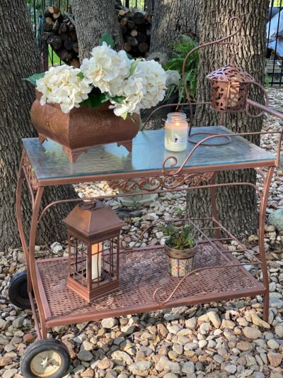 Vintage Tea Cart in Copper Rustoleum Spray Paint