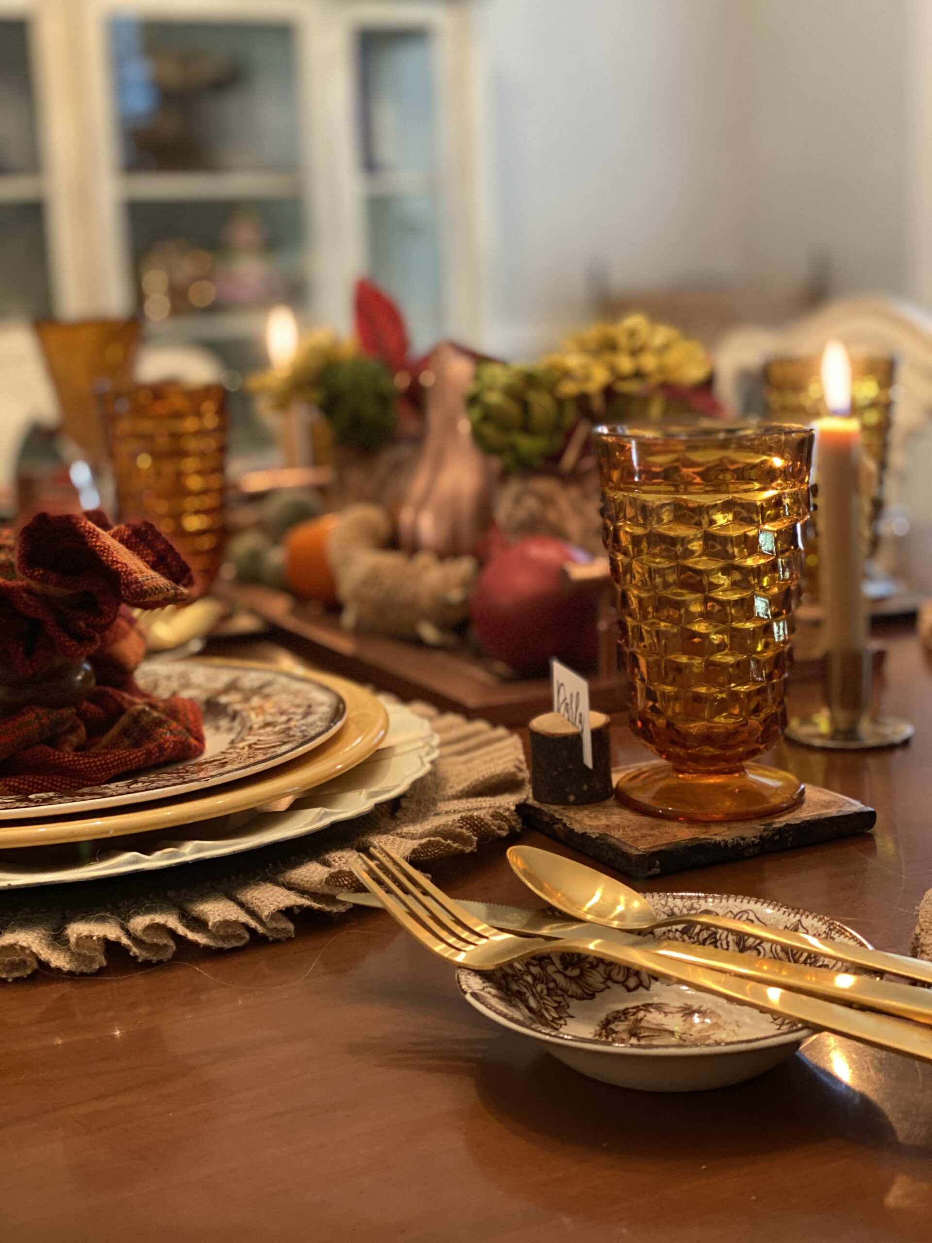 How Create A Friendsgiving Tablescape Set Up With Antique Brass