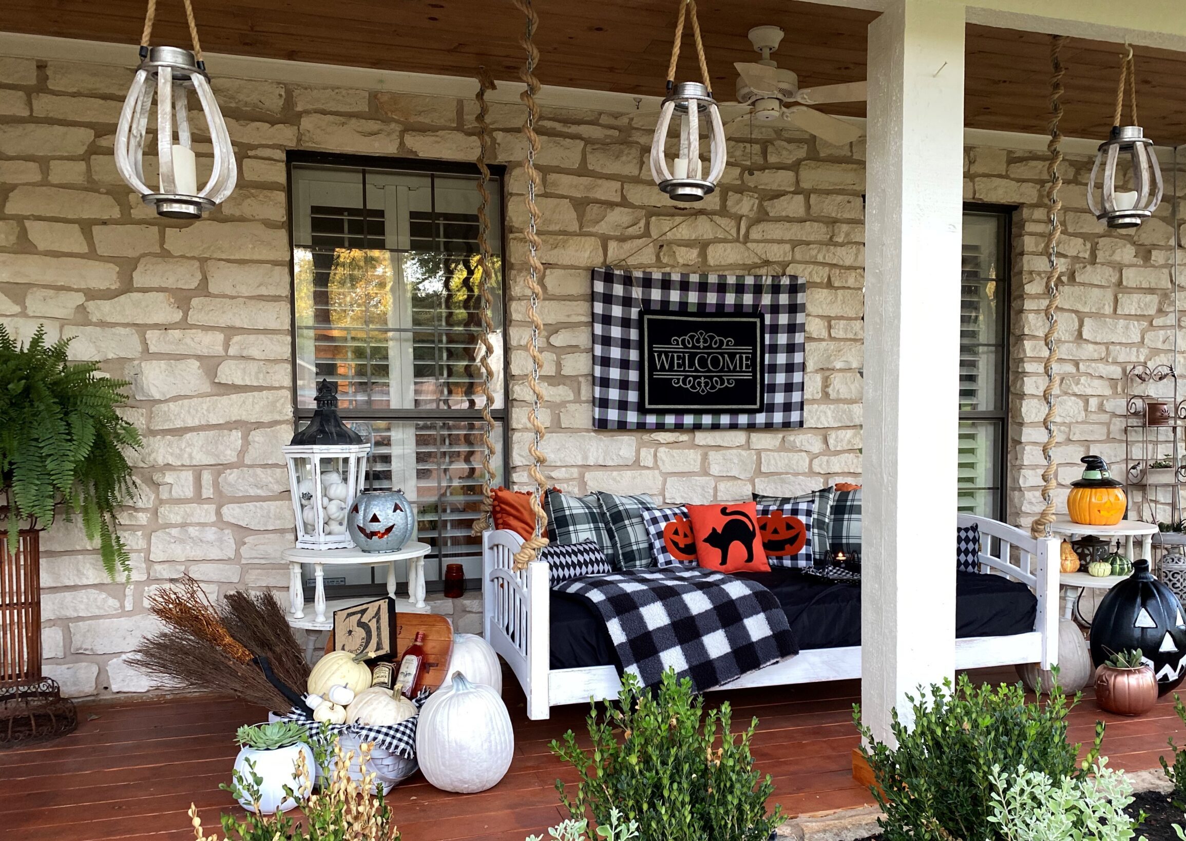 Halloween Front Porch Decorations, Vintage Rustic Front Porch